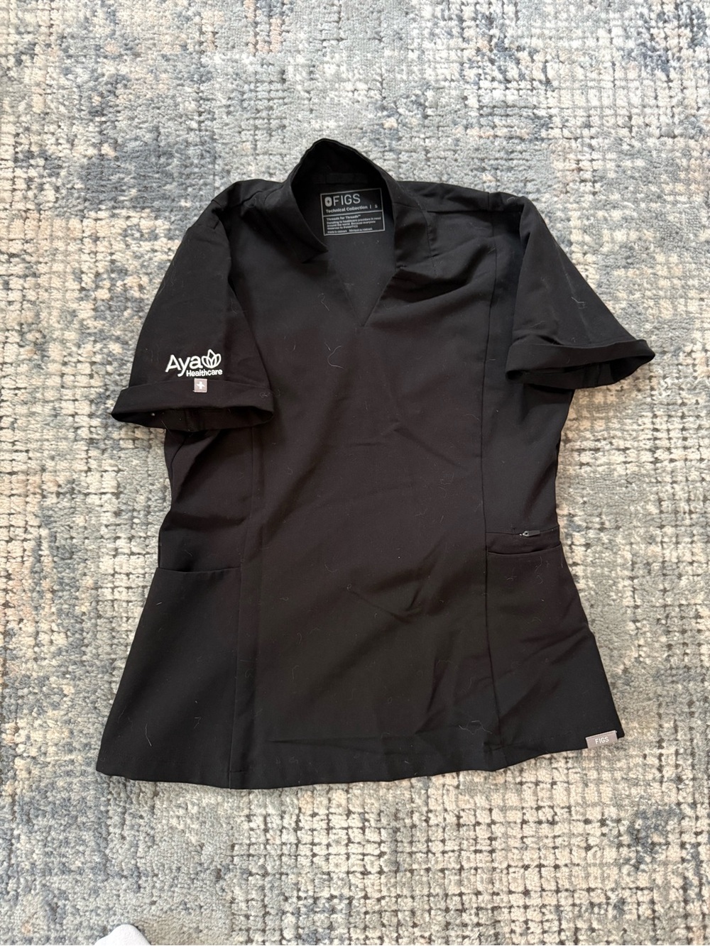 Figs Men’s Black Medical Scrub Top with Aya Healthcare Embroidery
